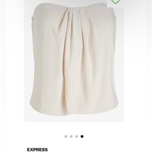 Express draped split front tube top Elegant Cream Strapless Top NEW M Re $48w/t